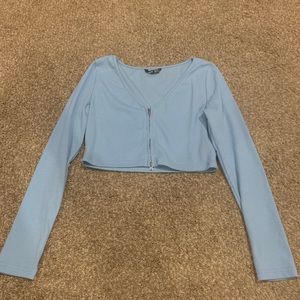 BRAND NEW Blue cropped zip up long sleeve